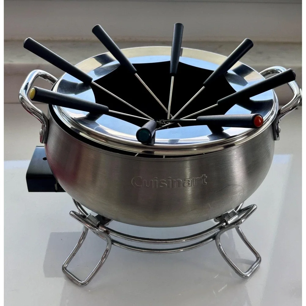 Fondue Set Cuisinart Stainless Steel Silver Electric CFO-3SS New